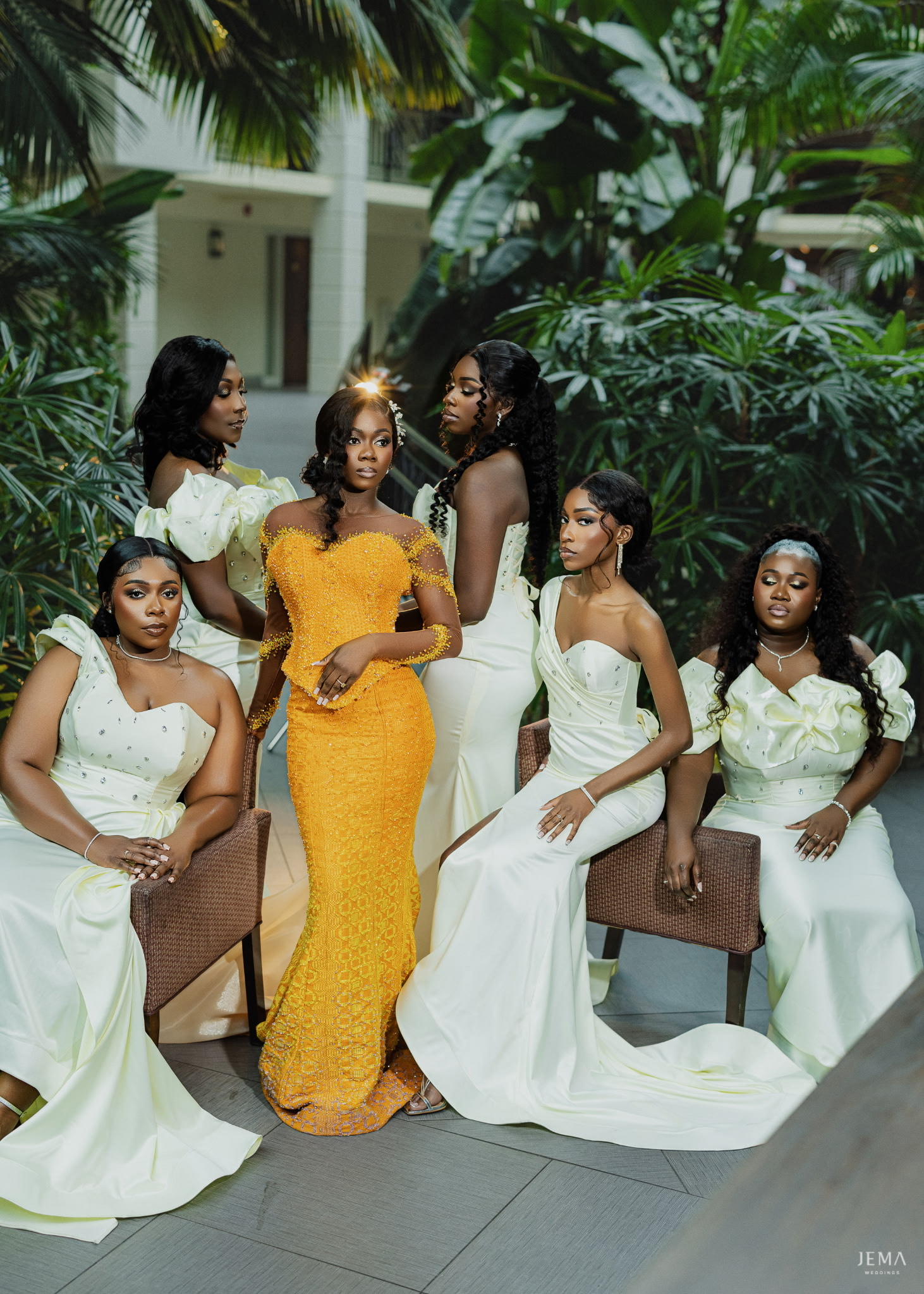 Bridal party getting ready