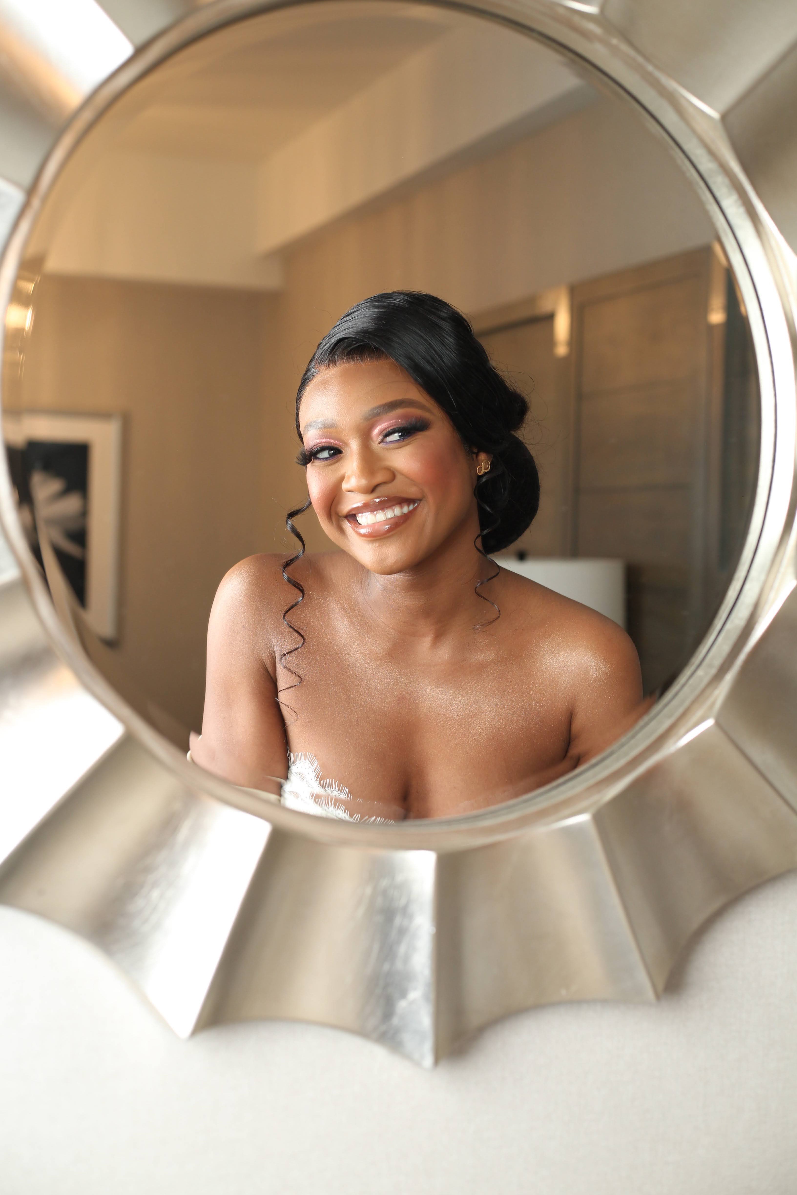 Soft glam bridal look with radiant skin